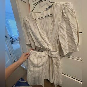 Zara Beige Textured Wrap Dress